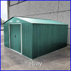 12x10FT Storage Garden Equipment 2 Door Shed Galvanised Metal Tool House Outdoor