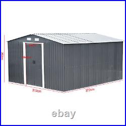 12x10ft Large Metal Steel Garden Shed Apex Roof Equipment Building Tool House