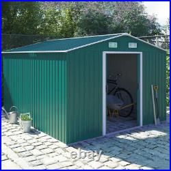 12x10ft Large Metal Steel Garden Shed Apex Roof Equipment Building Tool House