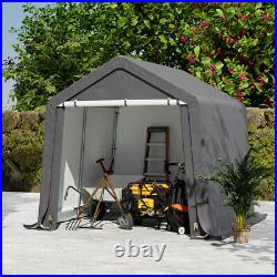 4x6ft Outdoor Shed Equipment Shelter Storage Container Waterproof Steel Frame