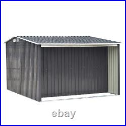 8X8FT Garden Tool Shed Storage Equipment 2 Door Windows Galvanised Steel Outdoor