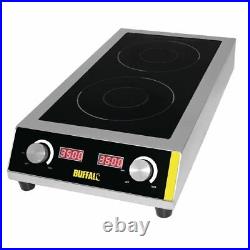 Buffalo Heavy Duty Double Induction Hob Stainless Steel Silver Colour