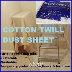 Cotton Dust Sheet Large Heavy Duty Decorating Paint Protection Twill Cover