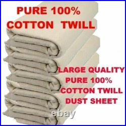 Cotton Dust Sheet Large Heavy Duty Decorating Paint Protection Twill Cover
