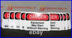 Danger Equipment May Start Without Warning Heavy Duty Plastic Sign Lot of 9