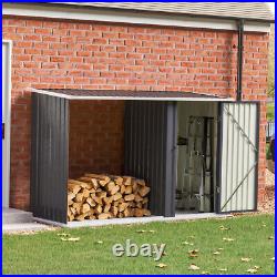 Garden Equipment Tool Organizer Firewood Log Storage Shed Galvanized Steel House