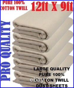 Heavy Duty 9ft X 12ft 100%cotton Twill Professional Decorating Large Dust Sheet