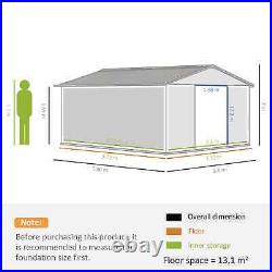 Large Walk-in Tool Shed Garden Lawn Equipment Storage Building Double Door Grey