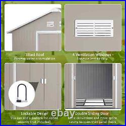 Large Walk-in Tool Shed Garden Lawn Equipment Storage Building Double Door Grey