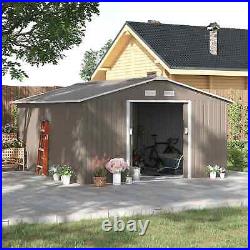 Large Walk-in Tool Shed Garden Lawn Equipment Storage Building Double Door Grey