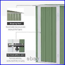 Lean-To Garden Shed Durable Lockable Tools Equipment Storage Single Door Green