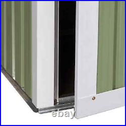 Lean-To Garden Shed Durable Lockable Tools Equipment Storage Single Door Green