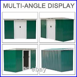 Outsunny 9 x 4 ft Garden Metal Shed Equipment Tool Furniture Storage Doors Green