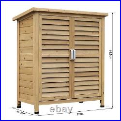 Outsunny Garden Storage Unit Solid Wood Garage Tool Equipment Cabinet Shelves