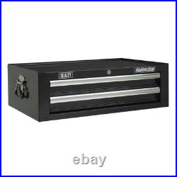 Sealey AP26029TB Add On Chest 2 Drawer Tool Storage Middle Box Heavy Duty Black