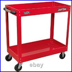 Sealey Workshop Trolley Cart Garage Equipment Wheel Shelf 2-Level Heavy Duty