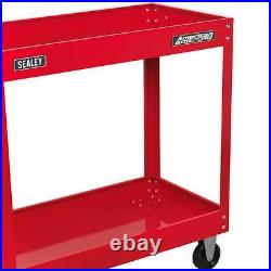 Sealey Workshop Trolley Cart Garage Equipment Wheel Shelf 2-Level Heavy Duty