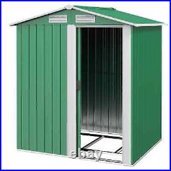 Steel Garden Shed Foundation Sliding Door Tool Equipment Storage Durable Green