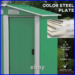 Steel Garden Shed Foundation Sliding Door Tool Equipment Storage Durable Green