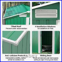 Steel Garden Shed Foundation Sliding Door Tool Equipment Storage Durable Green