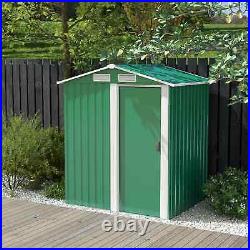 Steel Garden Shed Foundation Sliding Door Tool Equipment Storage Durable Green