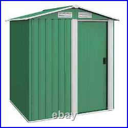 Steel Garden Shed Foundation Sliding Door Tool Equipment Storage Durable Green