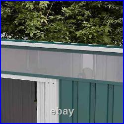 Steel Garden Shed Foundation Sliding Double Door Tool Equipment Storage Green