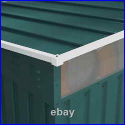 Steel Garden Shed Foundation Sliding Double Door Tool Equipment Storage Green