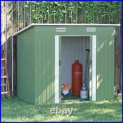 Steel Garden Shed Sliding Double Door Foundation Tool Equipment Storage Green