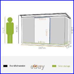 Steel Garden Shed Sliding Double Door Foundation Tool Equipment Storage Green