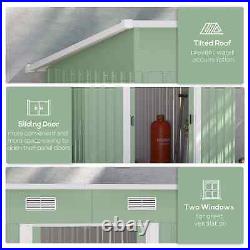 Steel Garden Shed Sliding Double Door Foundation Tool Equipment Storage Green