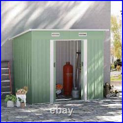 Steel Garden Shed Sliding Double Door Foundation Tool Equipment Storage Green