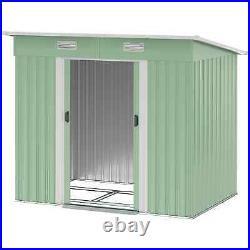 Steel Garden Shed Sliding Double Door Foundation Tool Equipment Storage Green