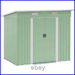 Steel Garden Shed Sliding Double Door Foundation Tool Equipment Storage Green