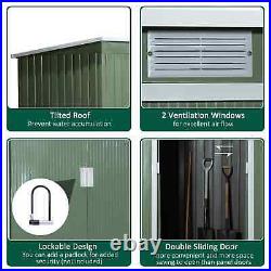 Steel Walk-in Tool Shed Garden Lawn Equipment Storage Building Double Door Green