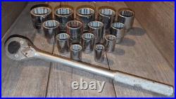 Vintage Proto Industrial 15pc Socket Set Heavy Duty Equipment 7/8-2.25