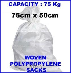 WHITE WOVEN (WPP) HEAVY DUTY DURABLE REUSABLE RUBBLE BAGS/SACKS Size 50 x 75