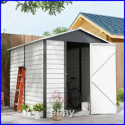 Walk-in Garden Shed Durable Steel Lawn Tools Bike Equipment Storage White/Grey