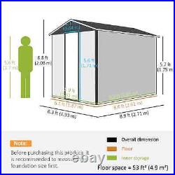 Walk-in Garden Shed Durable Steel Lawn Tools Bike Equipment Storage White/Grey