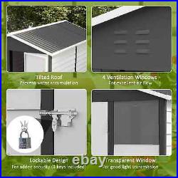 Walk-in Garden Shed Durable Steel Lawn Tools Bike Equipment Storage White/Grey