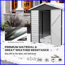 Walk-in Garden Shed Durable Steel Lawn Tools Bike Equipment Storage White/Grey