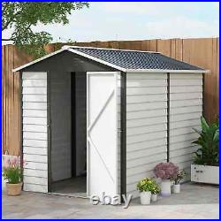 Walk-in Garden Shed Durable Steel Lawn Tools Bike Equipment Storage White/Grey