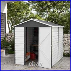 Walk-in Garden Shed Durable Steel Lawn Tools Bike Equipment Storage White/Grey