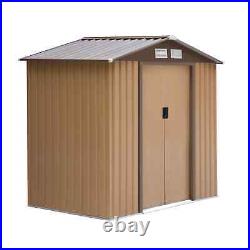 Walk-in Garden Shed Durable Tool Equipment Storage Double Sliding Door Yellow