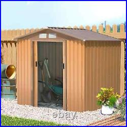 Walk-in Garden Shed Durable Tool Equipment Storage Double Sliding Door Yellow