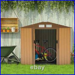 Walk-in Garden Shed Durable Tool Equipment Storage Double Sliding Door Yellow