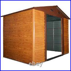 Walk-in Garden Shed Patio Tool Bike Storage Equipment Sliding Double Door Brown