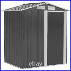 Walk-in Garden Shed Sliding Door Durable Steel Patio Tool Equipment Storage Grey