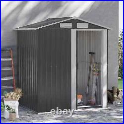 Walk-in Garden Shed Sliding Door Durable Steel Patio Tool Equipment Storage Grey