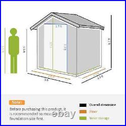 Walk-in Garden Shed Sliding Door Durable Steel Patio Tool Equipment Storage Grey